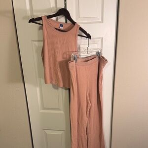Old Navy Women's Blush Ribbed Jumpsuit Set